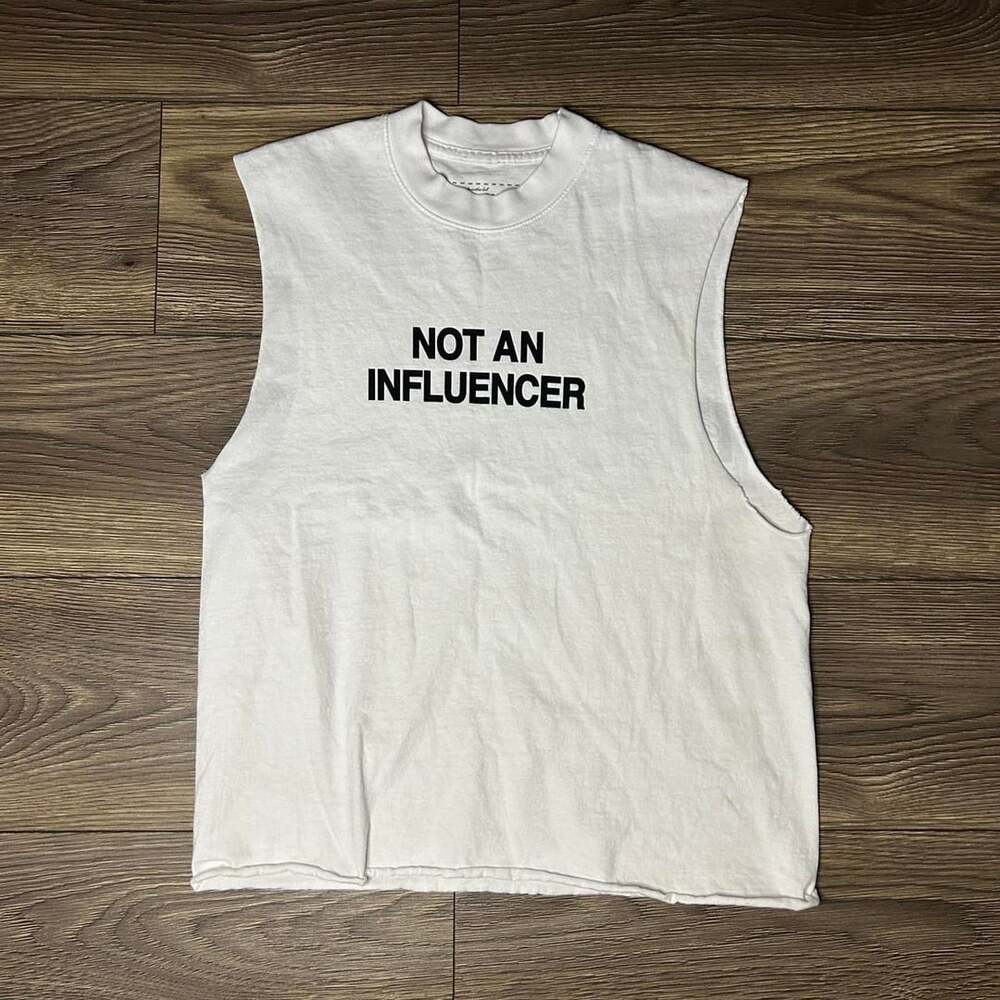 Not An Influencer Graphic Sleeveless Muscle Shirt Small